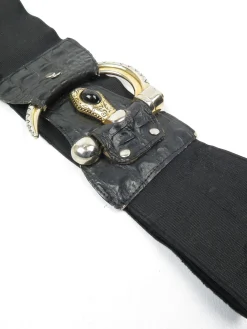 Women’s Vintage Black Waspie Snake Buckle Belt S/M