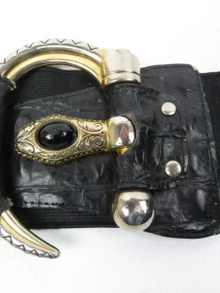 Women’s Vintage Black Waspie Snake Buckle Belt S/M
