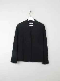 Women's Vintage Black Wool Jacket With Needle Point S
