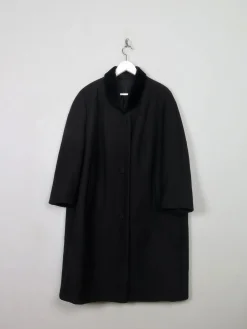Women's Vintage Black Wool Coat L/XL