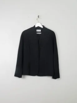 Women's Vintage Black Wool Jacket With Needle Point S