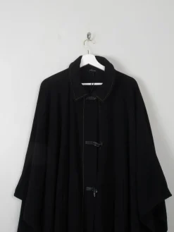 Women's Vintage Black Wool Cape