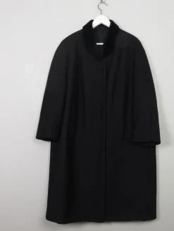 Women's Vintage Black Wool Coat L/XL