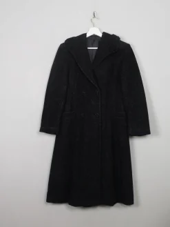 Women's Vintage Black Wool 1950s Coat S