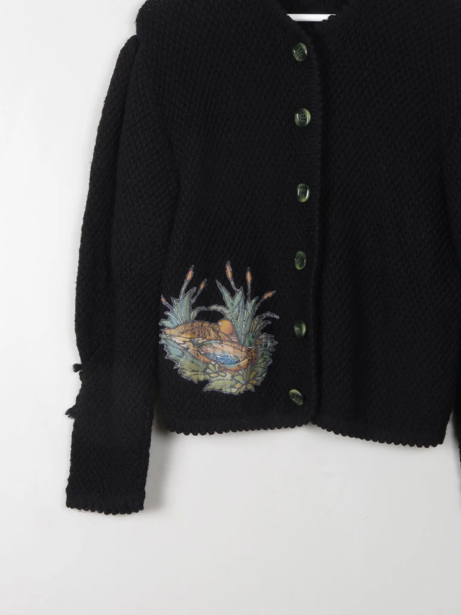 Women's Vintage Black Wool Austrian Cardigan M/L