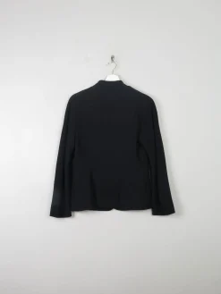 Women's Vintage Black Wool Jacket With Needle Point S