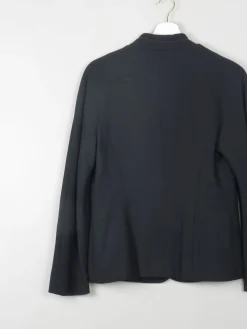 Women's Vintage Black Wool Jacket With Needle Point S