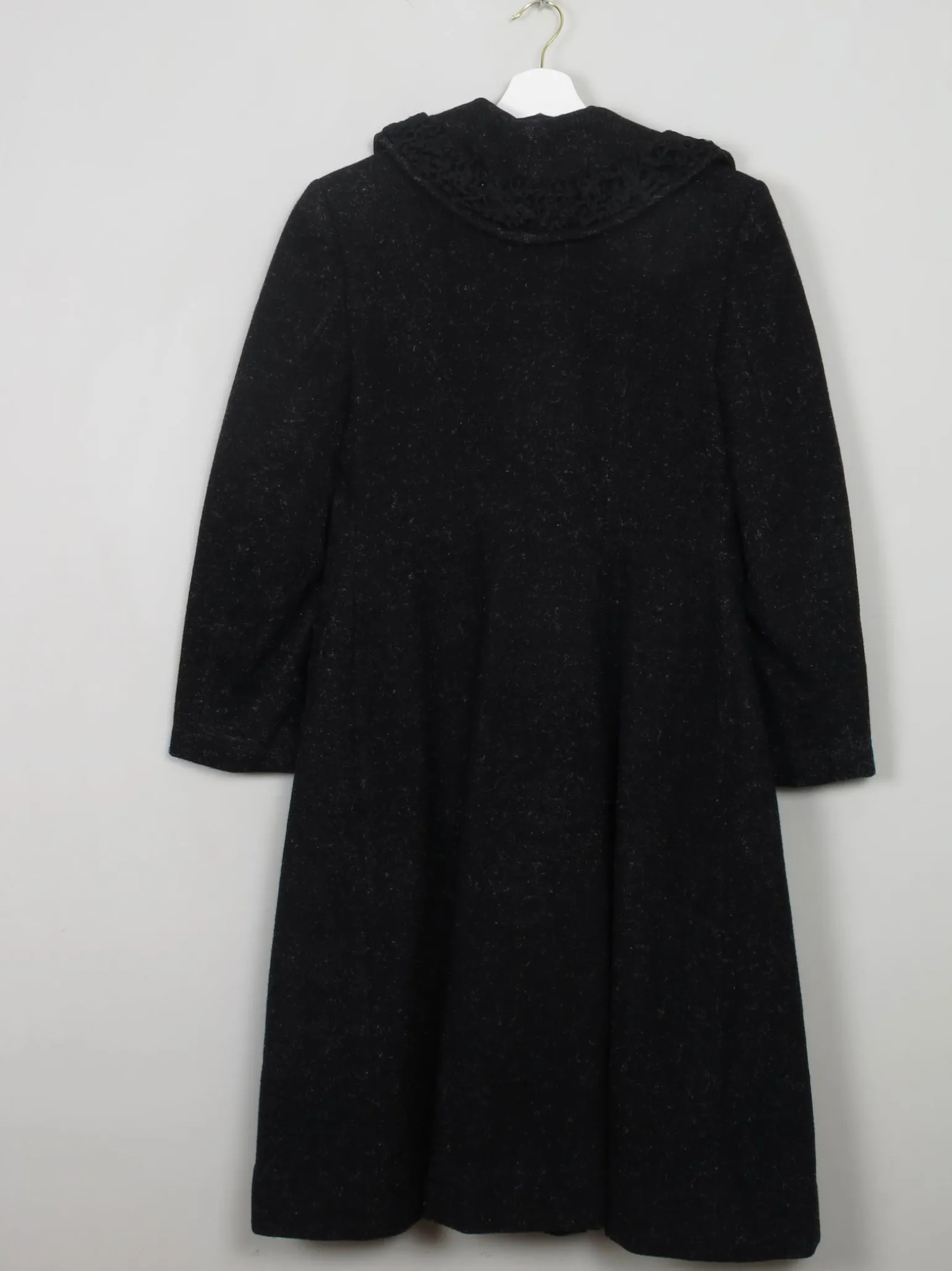 Women's Vintage Black Wool 1950s Coat S