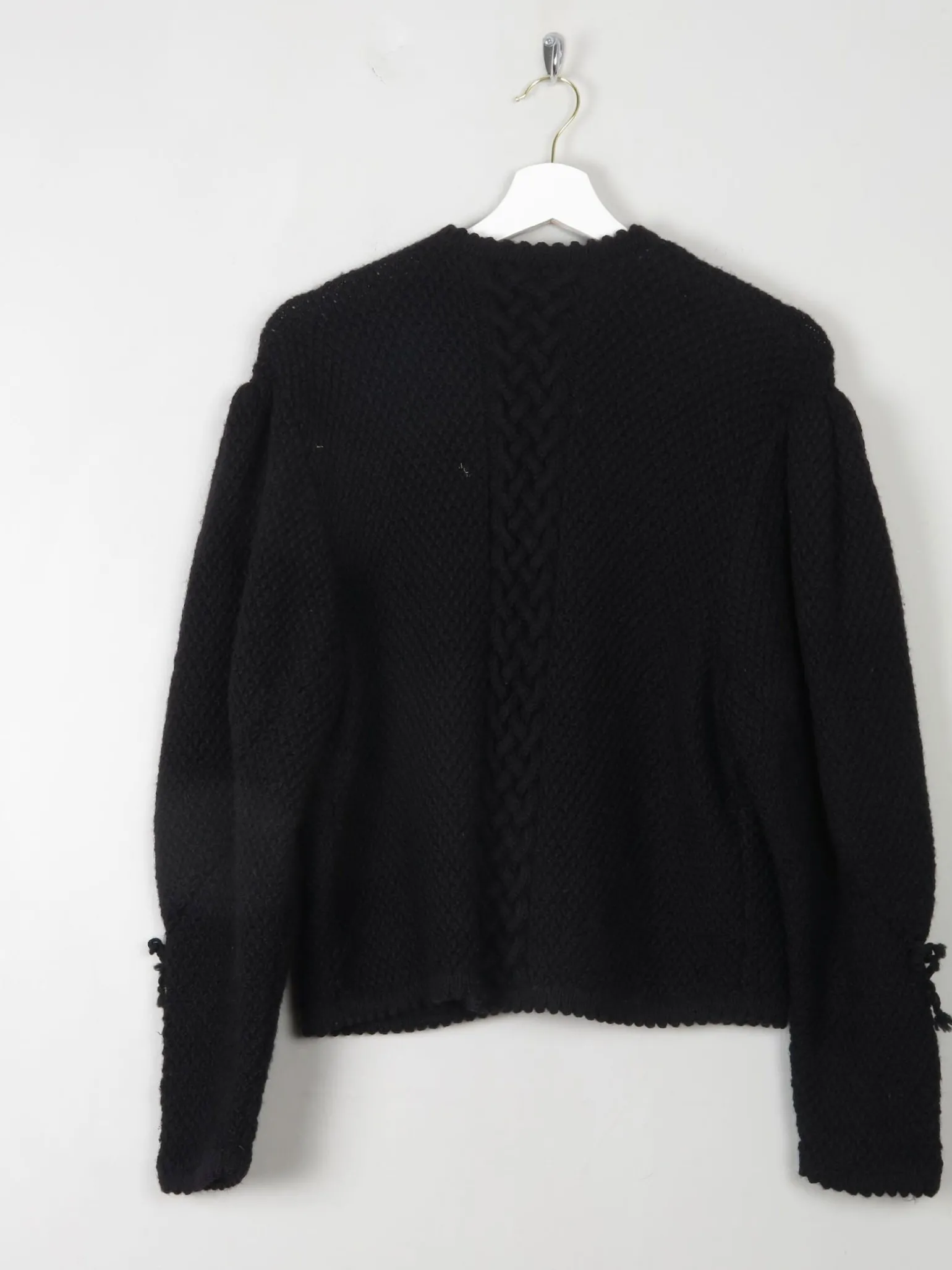 Women's Vintage Black Wool Austrian Cardigan M/L