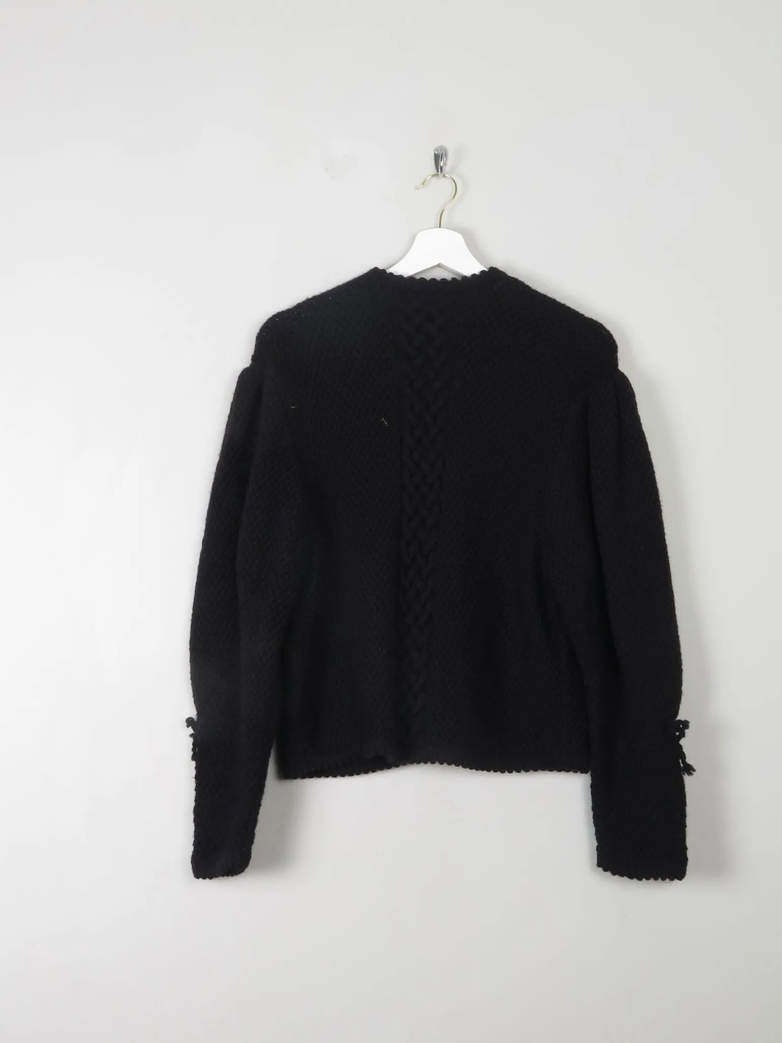 Women's Vintage Black Wool Austrian Cardigan M/L