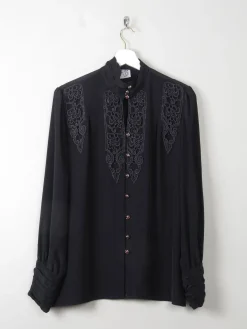 Women's Vintage Blouse Black M/L