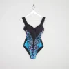 Women’s Vintage Blue & Black Printed Swimsuit S