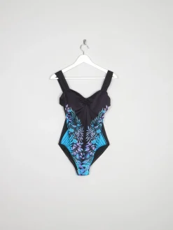Women’s Vintage Blue & Black Printed Swimsuit S
