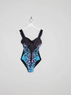 Women’s Vintage Blue & Black Printed Swimsuit S