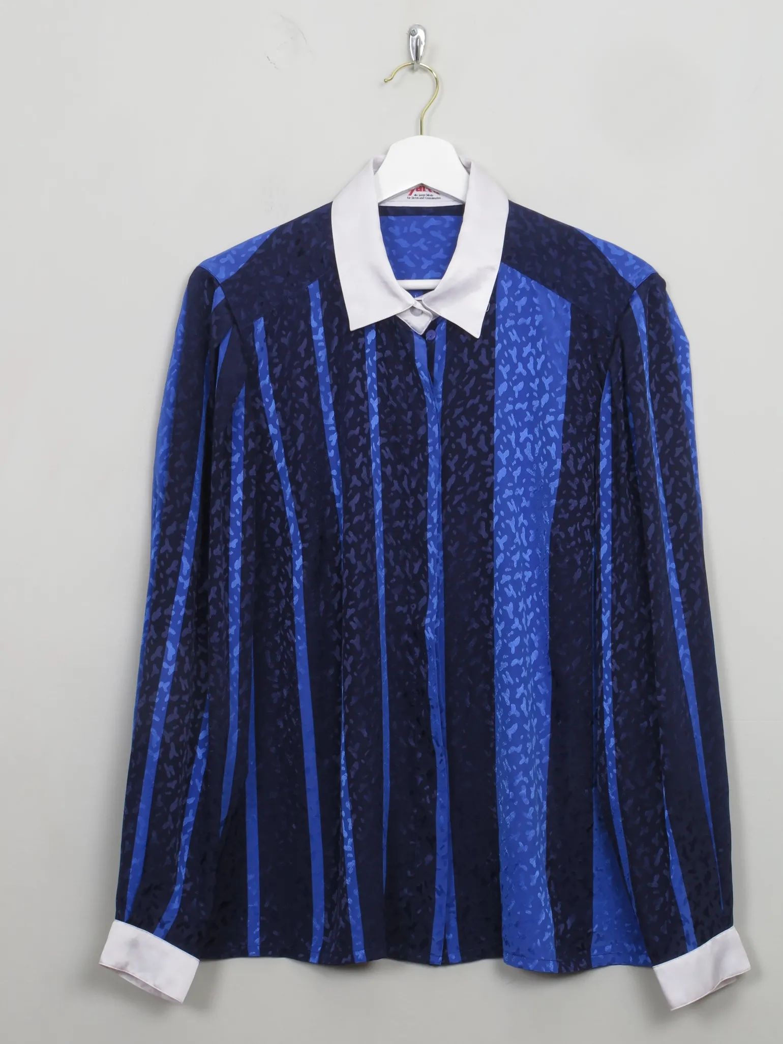 Women's Vintage Blue Blouse With Contrast Collar M/L