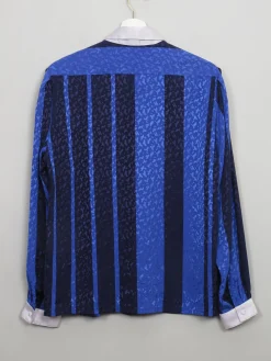 Women's Vintage Blue Blouse With Contrast Collar M/L