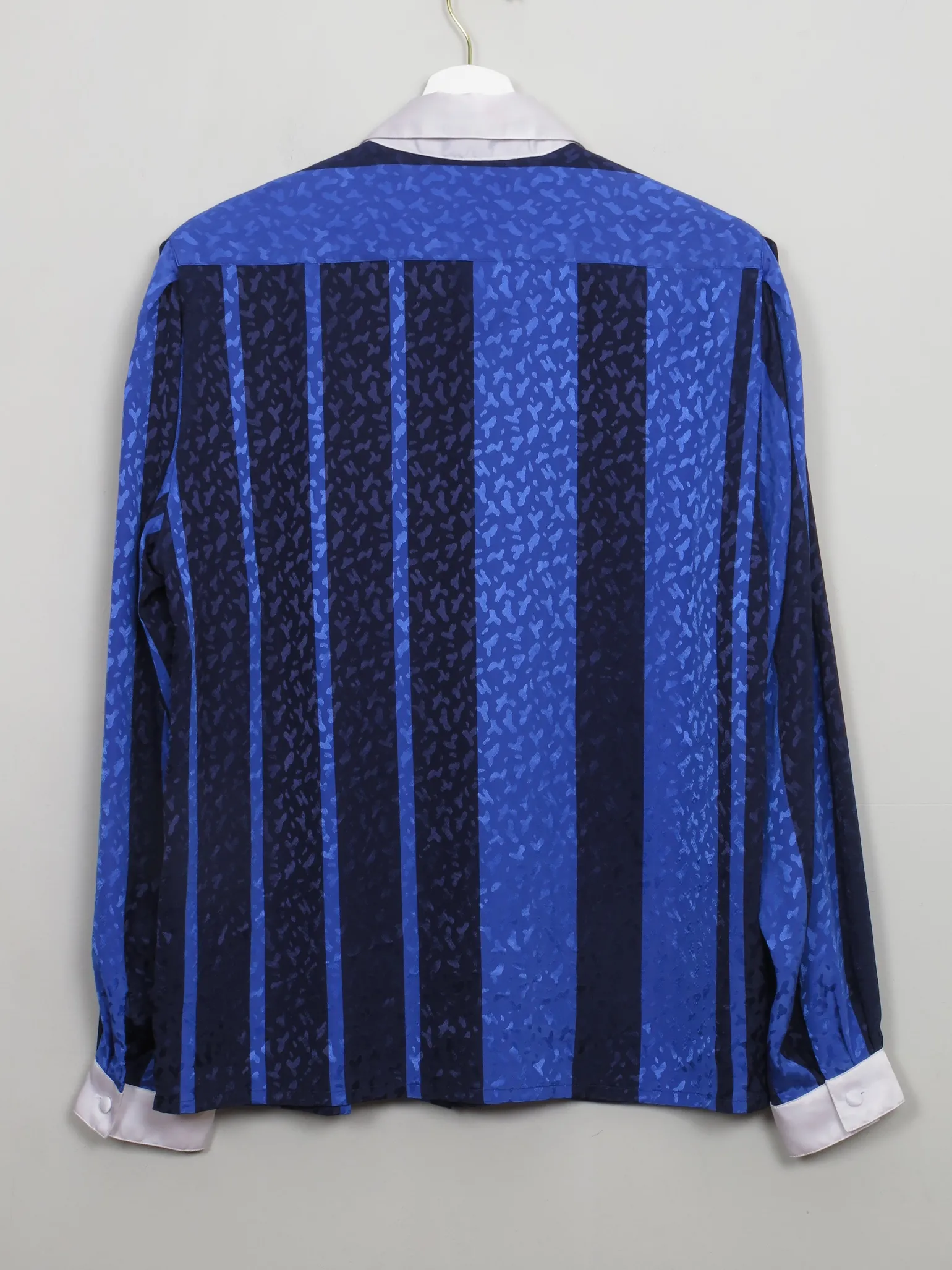 Women's Vintage Blue Blouse With Contrast Collar M/L