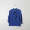 Women's Vintage Blue Silk Printed Blouse S/M