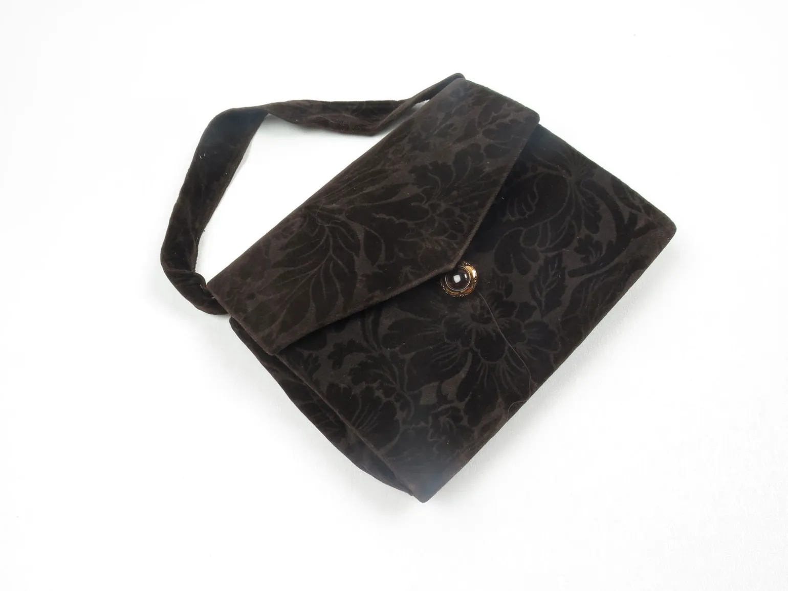 Women's Vintage Brocade Brown Handbag