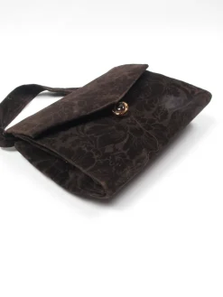 Women's Vintage Brocade Brown Handbag