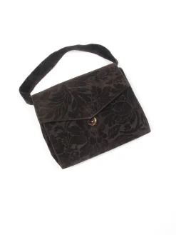 Women's Vintage Brocade Brown Handbag