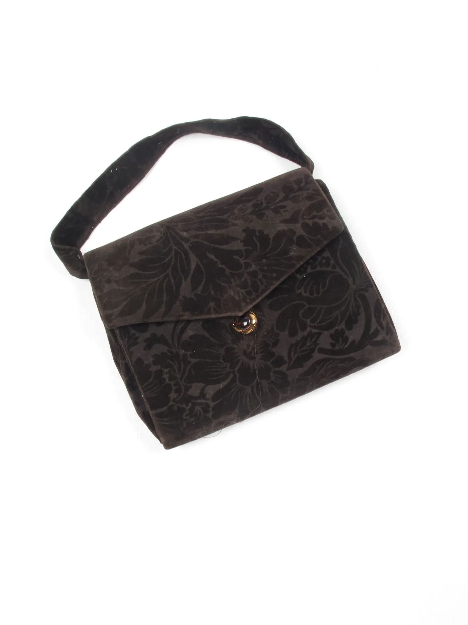 Women's Vintage Brocade Brown Handbag