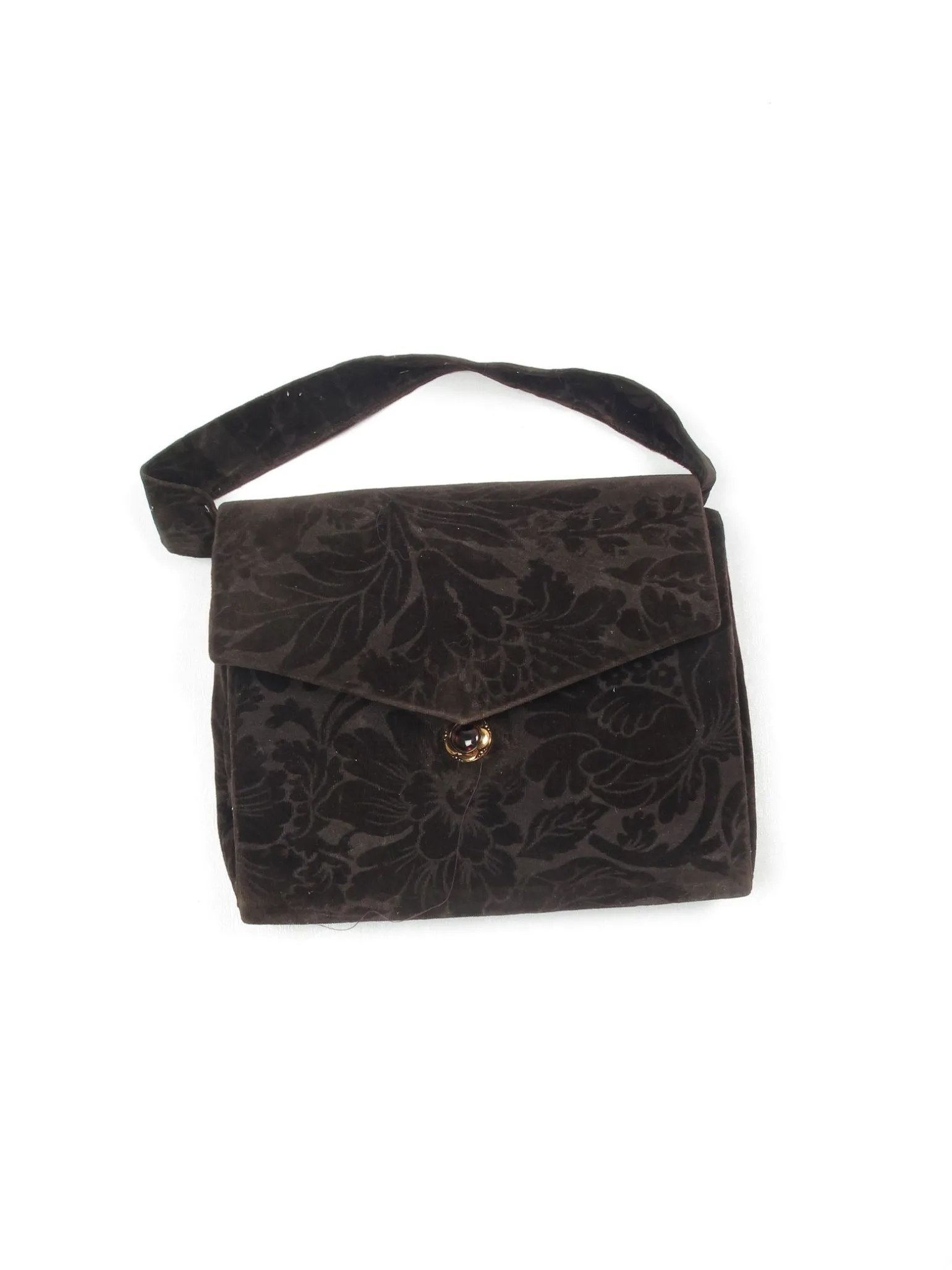 Women's Vintage Brocade Brown Handbag