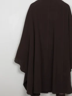 Women's Vintage Brown Cape Coat With Cashmere M/L