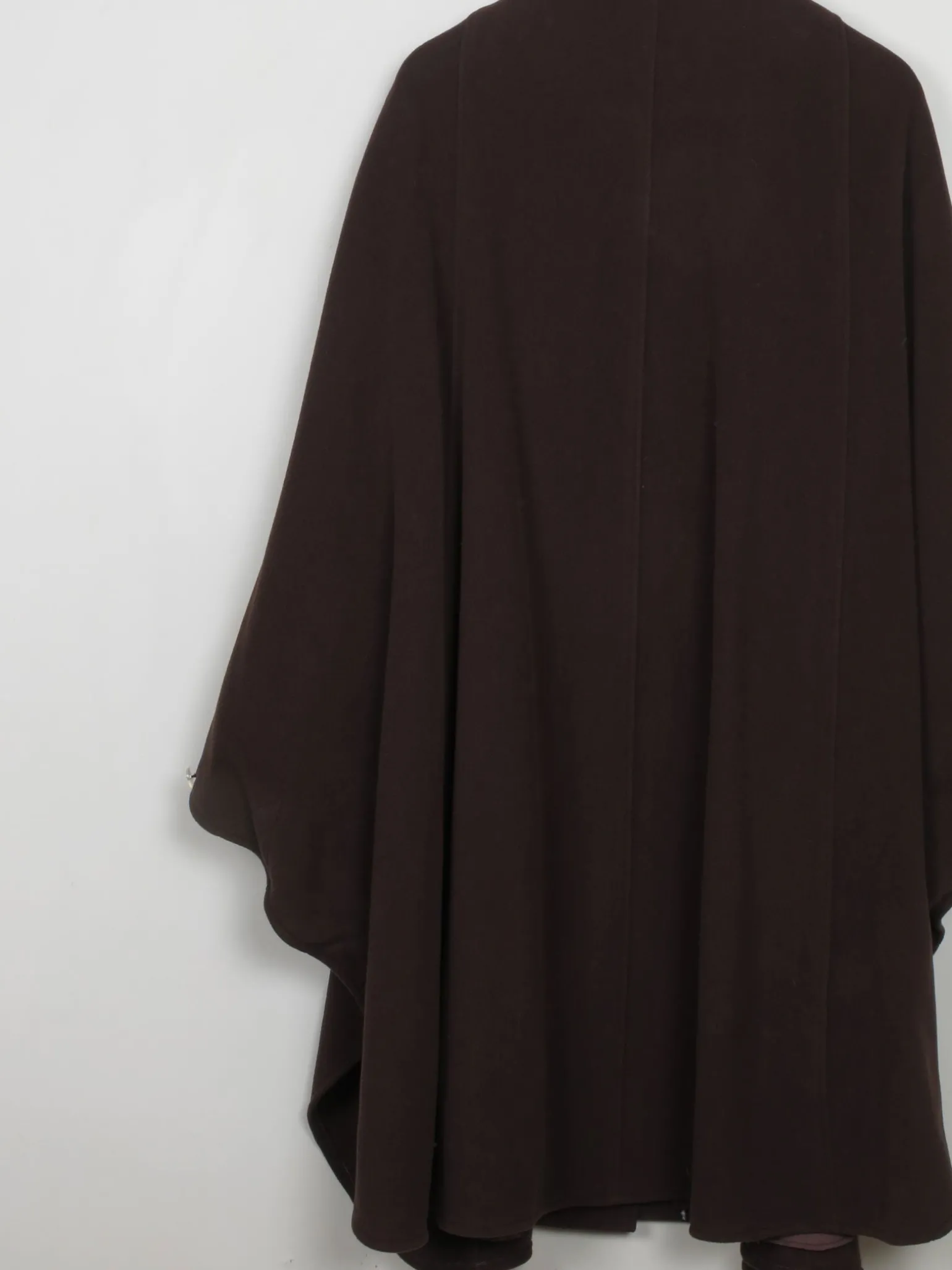 Women's Vintage Brown Cape Coat With Cashmere M/L