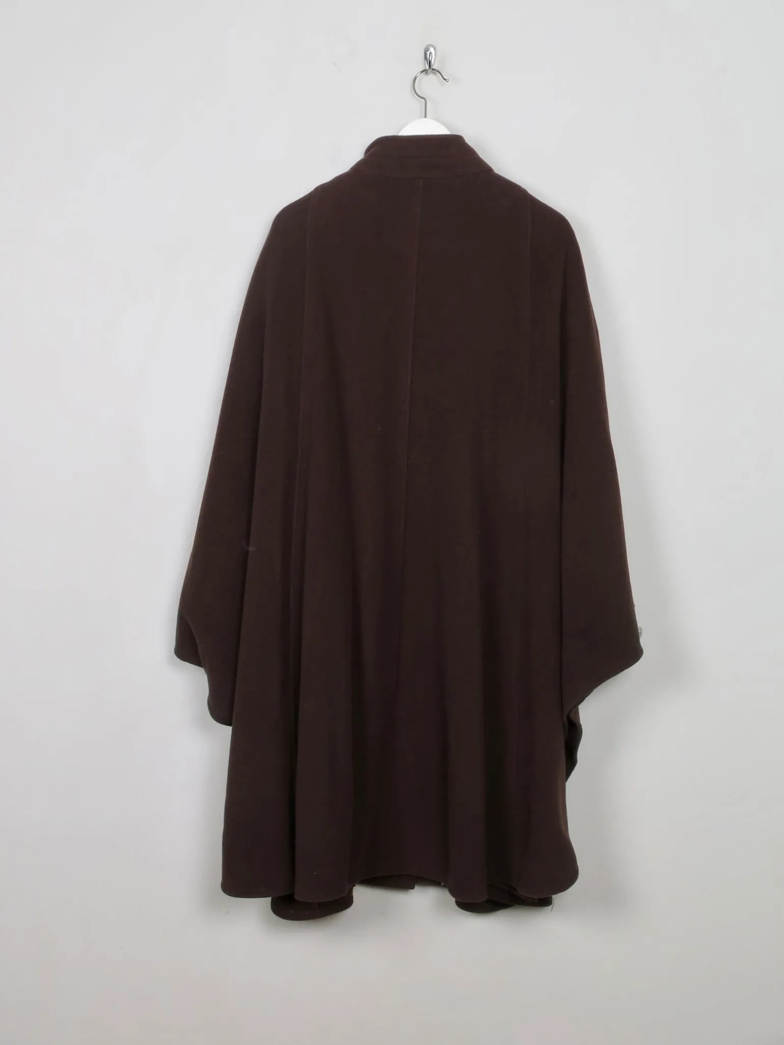 Women's Vintage Brown Cape Coat With Cashmere M/L