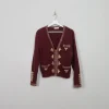 Women's Vintage Brown Embellished Lultima Cardigan S