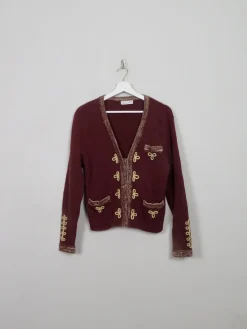 Women's Vintage Brown Embellished Lultima Cardigan S