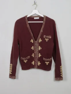 Women's Vintage Brown Embellished Lultima Cardigan S