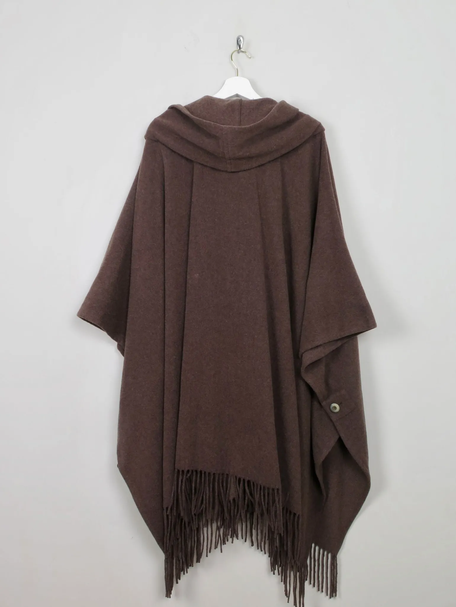 Women's Vintage Brown Fringed Cape Coat One Size
