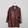 Women's Vintage Brown Leather Long Jacket S/M