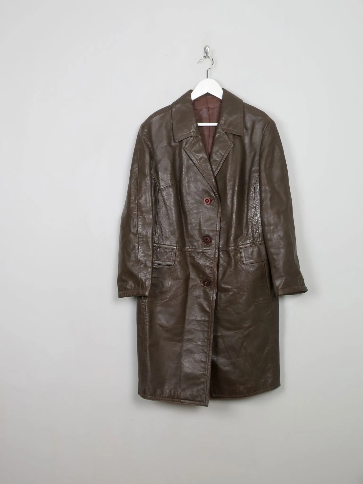 Women's Vintage Brown Leather Coat M/L