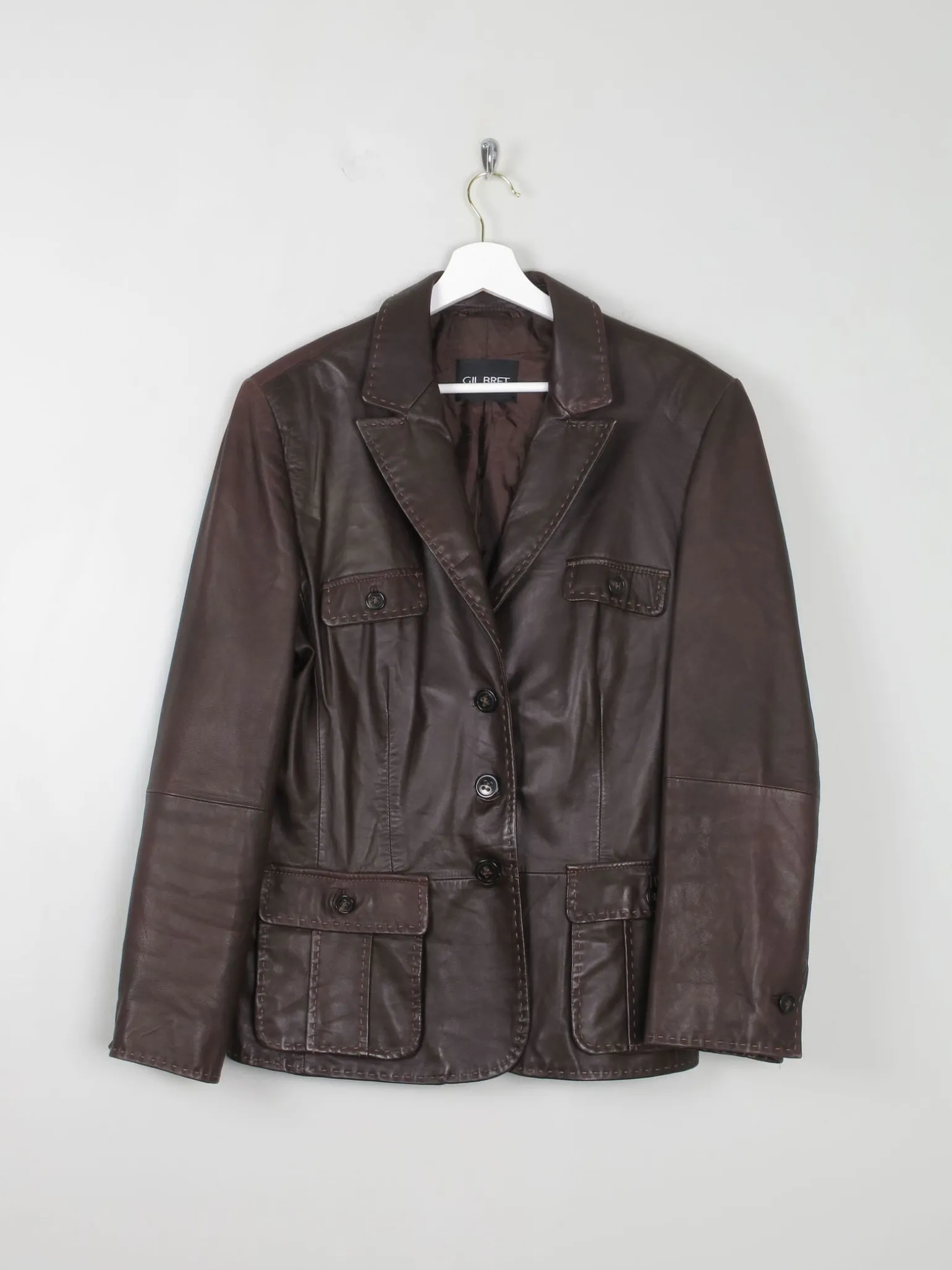 Women's Vintage Brown Leather Gil Bret Jacket L