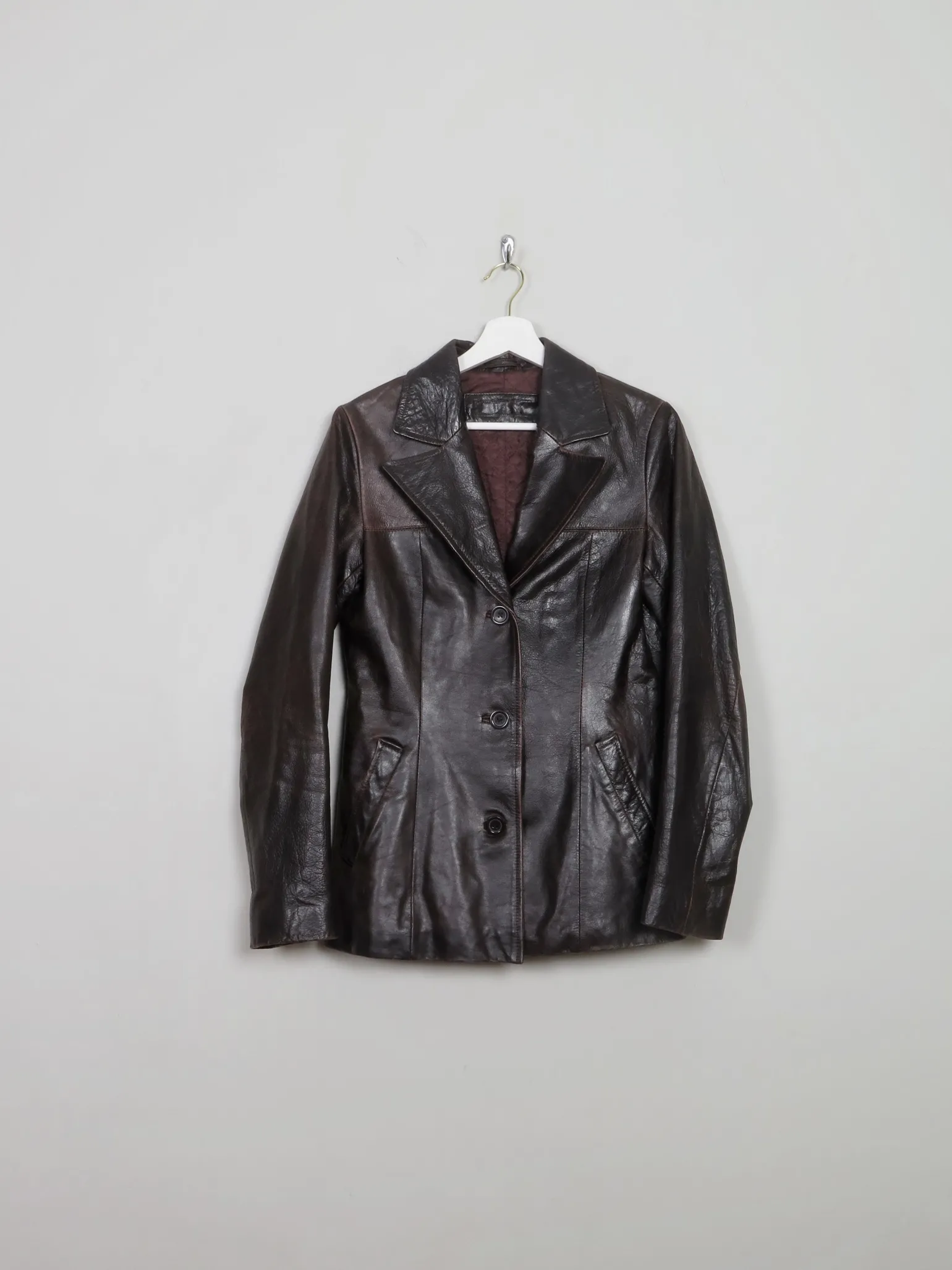Women's Vintage Brown Leather Jacket S