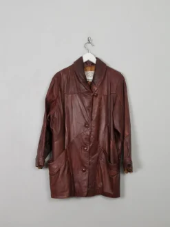 Women's Vintage Brown Leather Long Jacket S/M