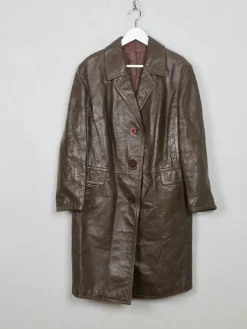 Women's Vintage Brown Leather Coat M/L