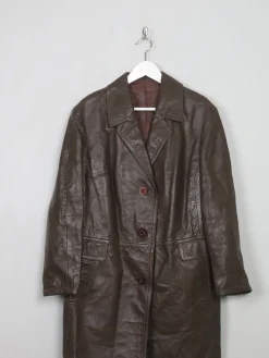 Women's Vintage Brown Leather Coat M/L