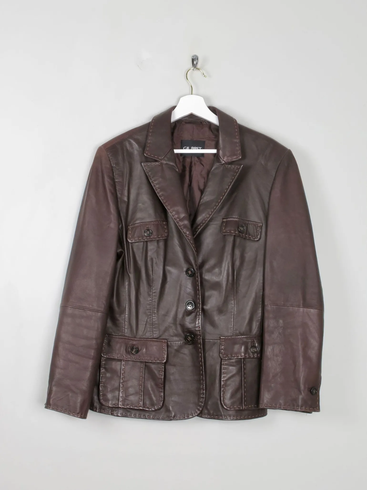 Women's Vintage Brown Leather Gil Bret Jacket L