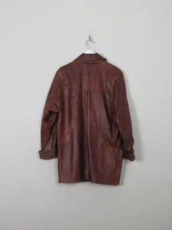 Women's Vintage Brown Leather Long Jacket S/M