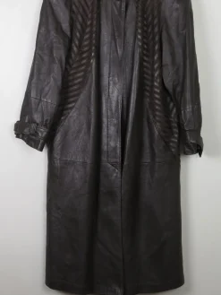 Women's Vintage Brown Leather Long Coat M/L