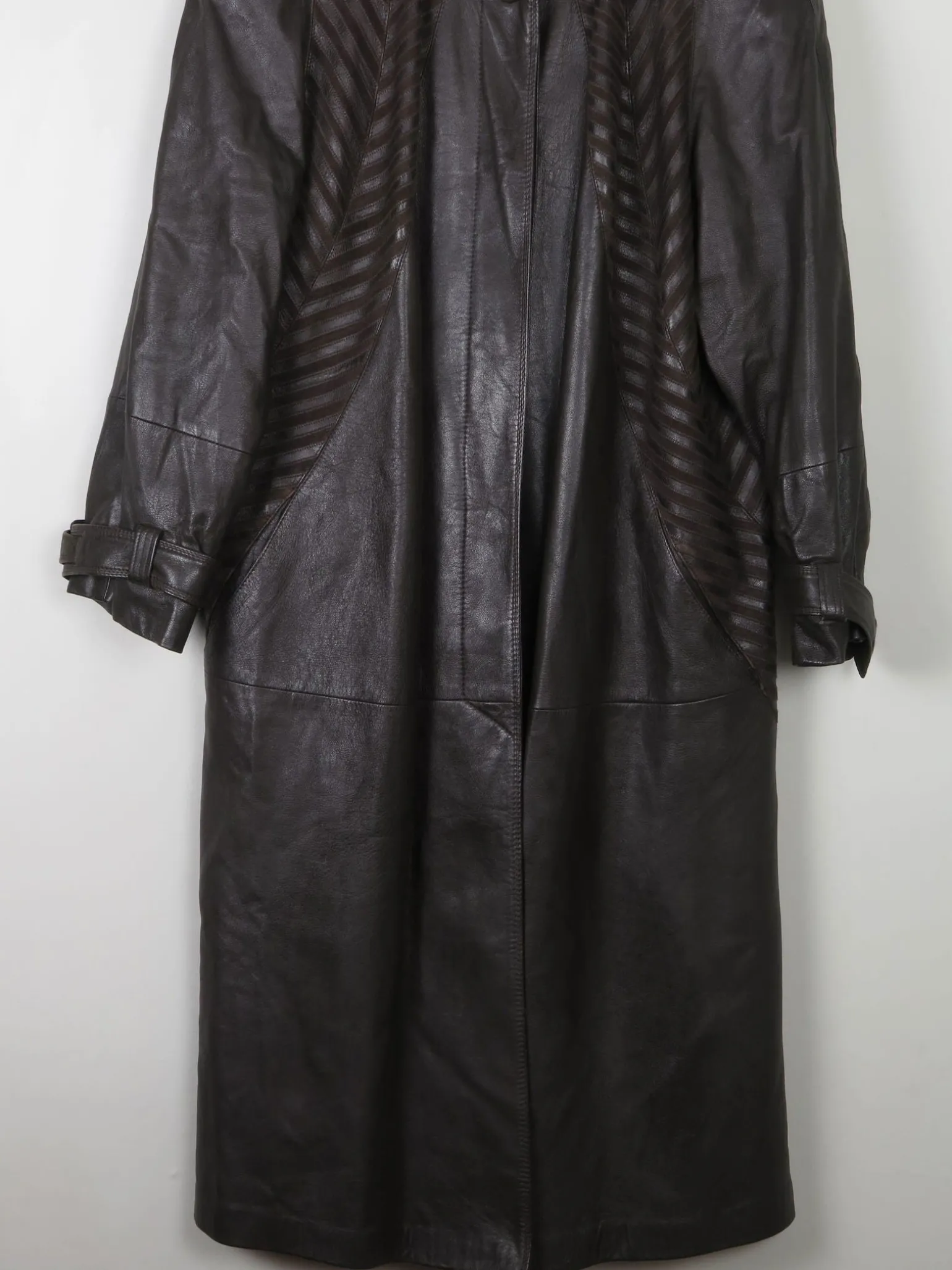 Women's Vintage Brown Leather Long Coat M/L