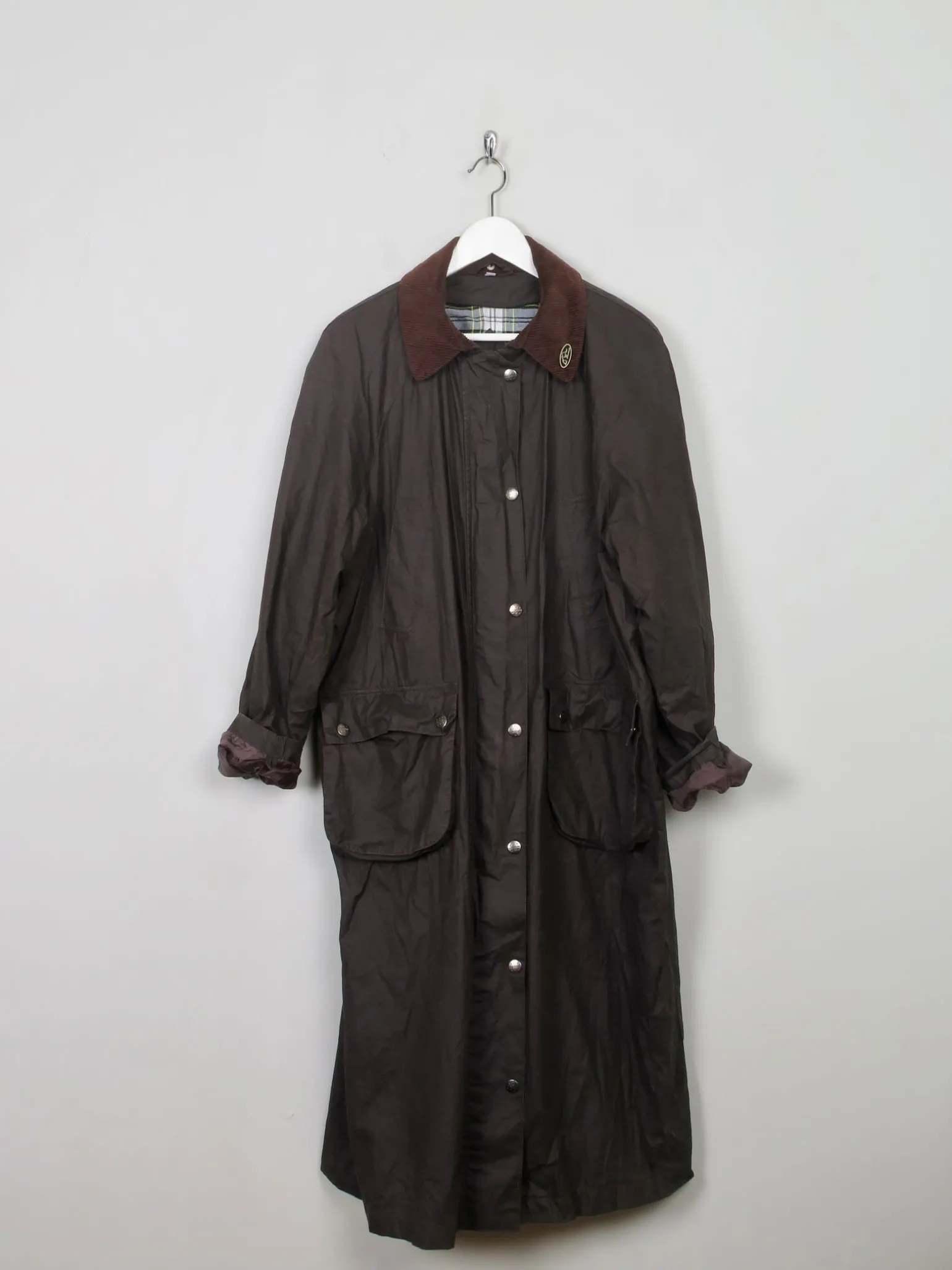 Women's Vintage Brown Long Wax Coat M
