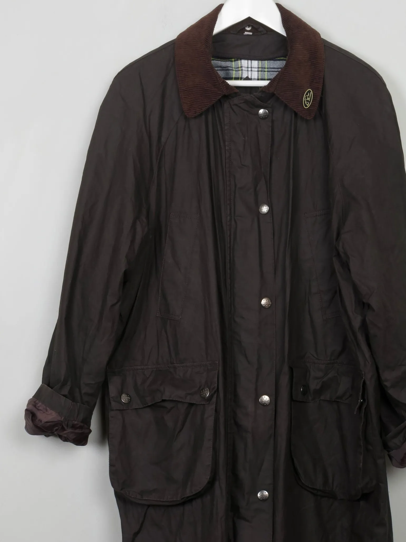 Women's Vintage Brown Long Wax Coat M
