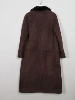 Women's Vintage Brown Long Sheepskin Coat S/M