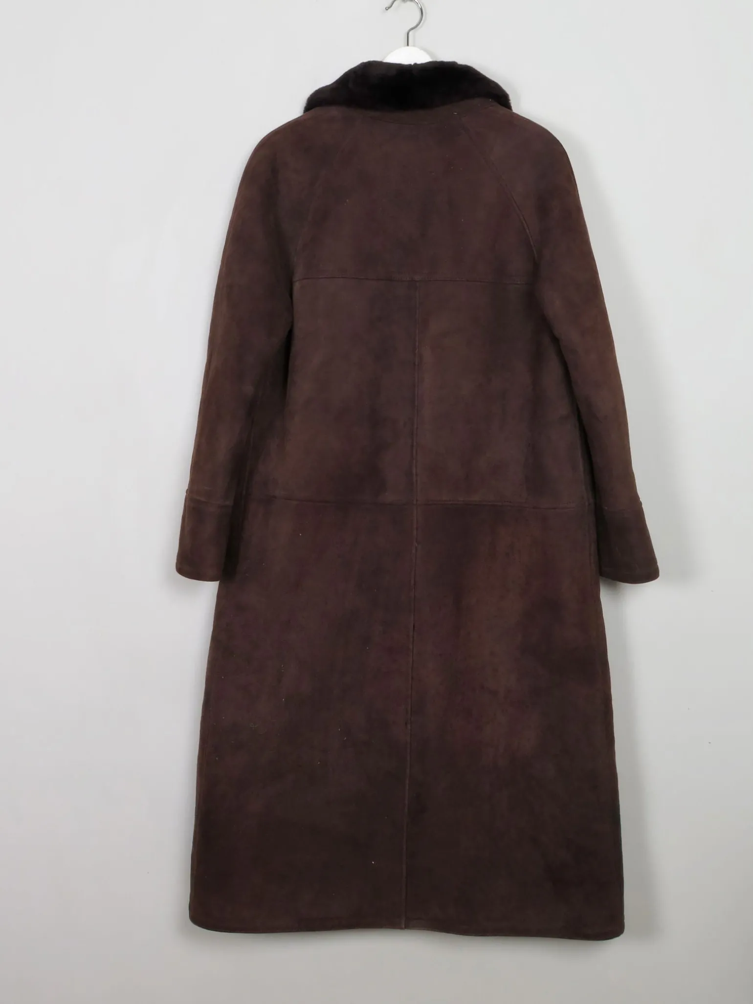 Women's Vintage Brown Long Sheepskin Coat S/M
