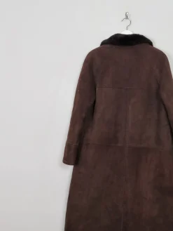 Women's Vintage Brown Long Sheepskin Coat S/M
